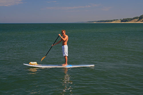 standup paddle boarding on Lake Michigan